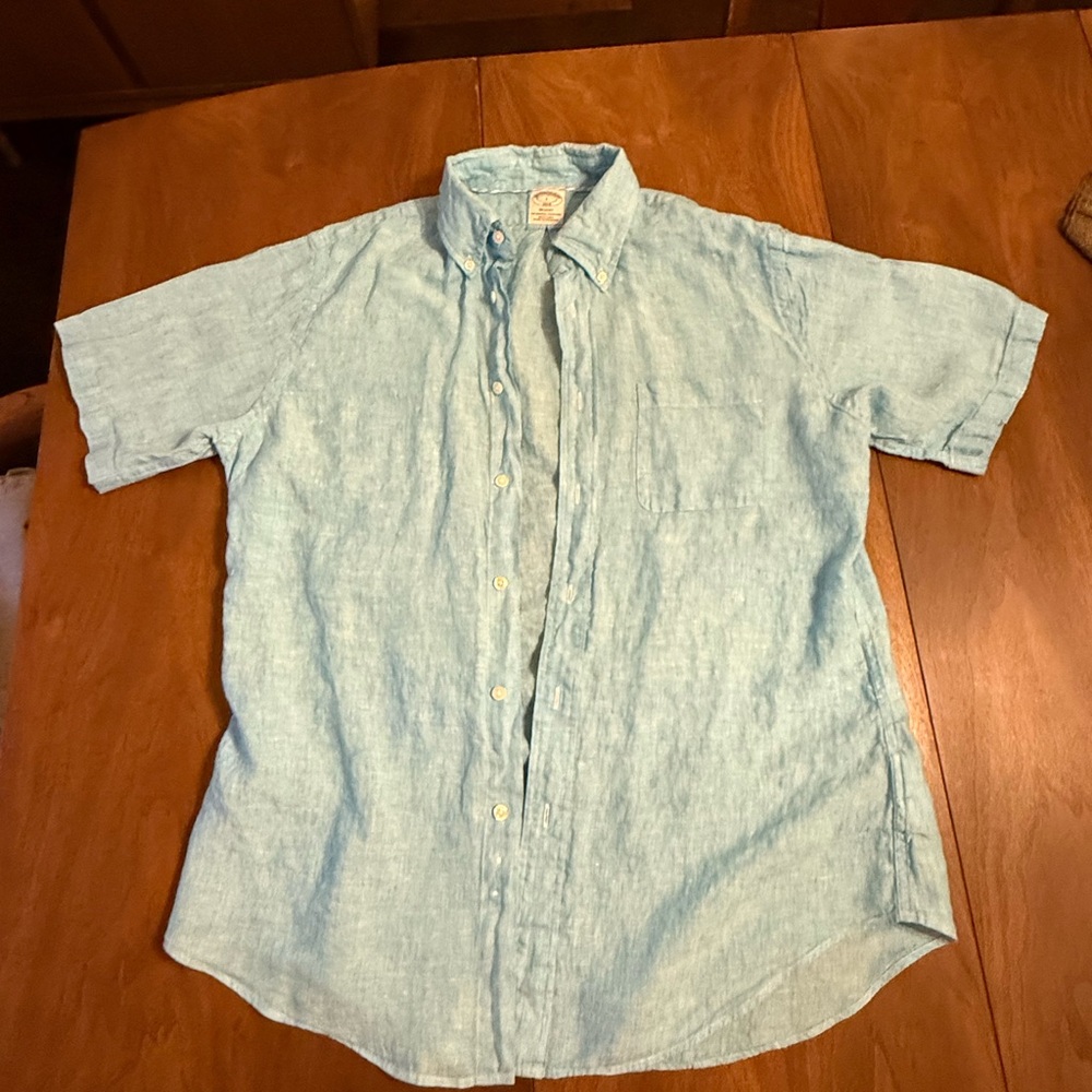 Brooks Brothers Light Blue Short-Sleeve Button-Down Shirt